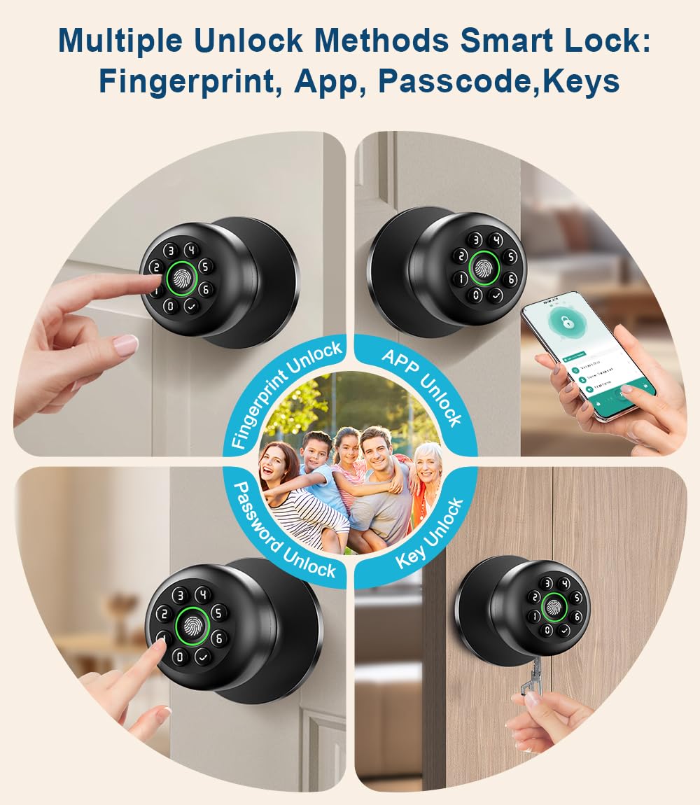 KLLOQUE fingerprint door lock keypad close-up showing anti peep design