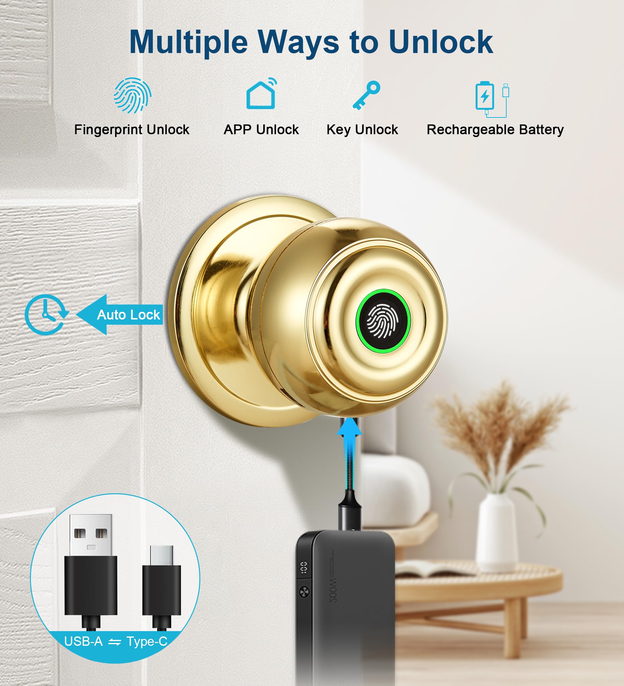 KLLOQUE smart door knob app control for convenient remote access
