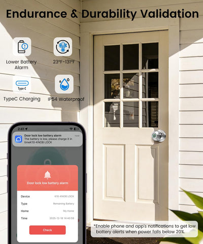 KLLOQUE keyless entry door knob with biometric access for convenient entry