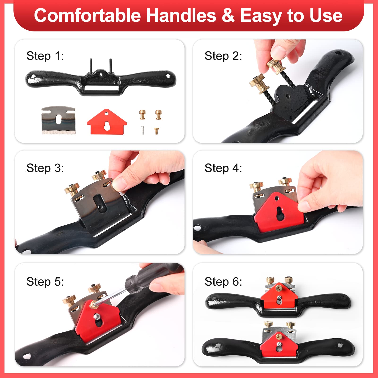 KLMNDUO adjustable spokeshave 9-inch with ergonomic grip for comfortable trimming.