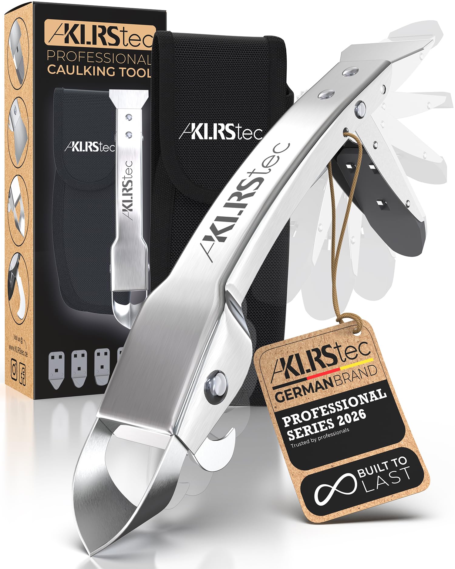 KLRS KLRStec 4-in-1 caulk remover kit, versatile tool for joint prep and finishing.