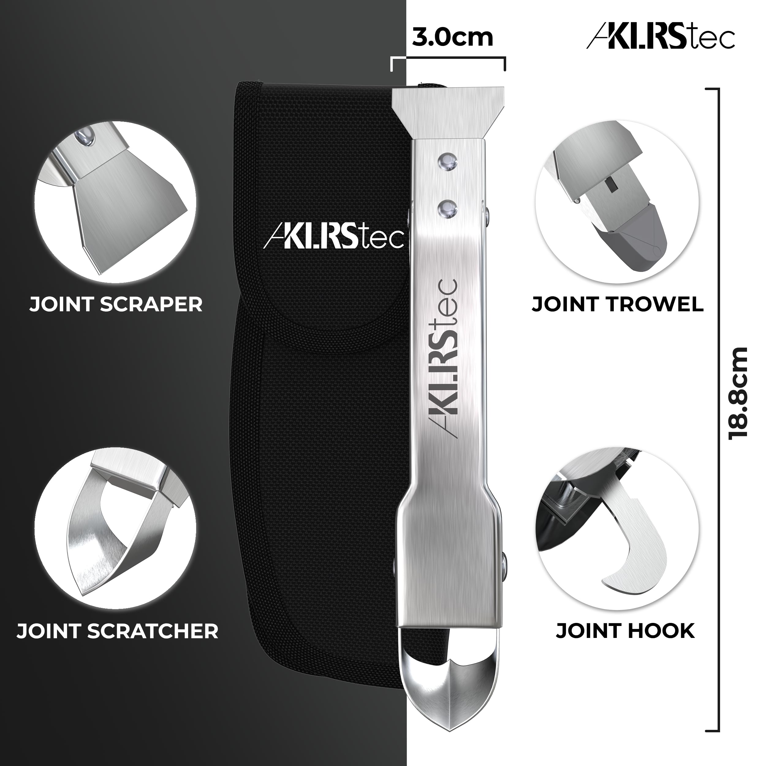 KLRS KLRStec 90-degree joint scraper removes residue from smooth surfaces.