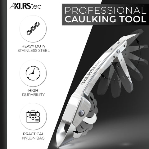 KLRS KLRStec fold-out caulk remover arm for precise joint shaping.