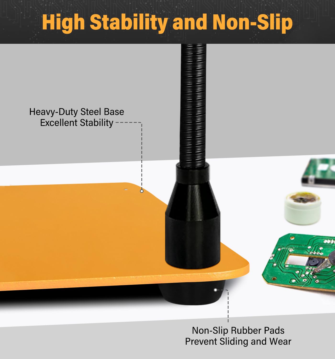 KLSKKJ Four gooseneck arms offer flexible positioning for hands-free work.
