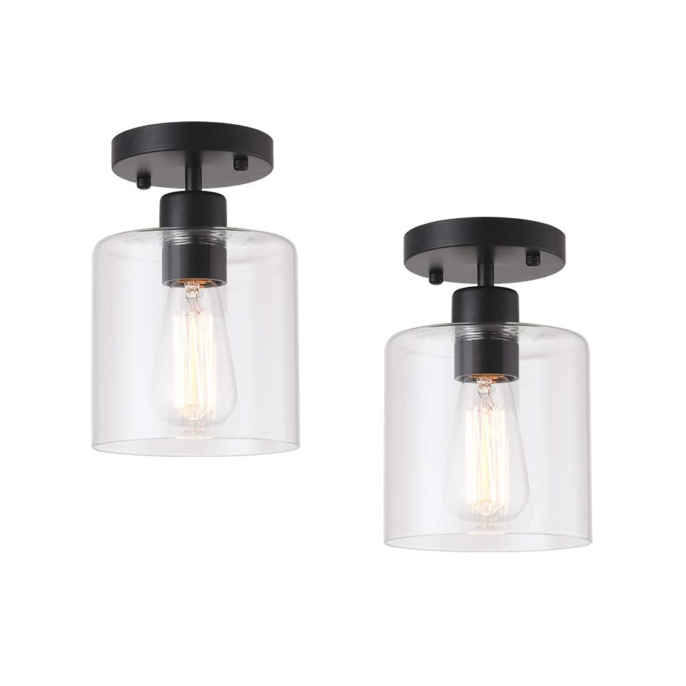 KLSS 2-pack semi-flush mount with a clear glass shade for modern hallways
