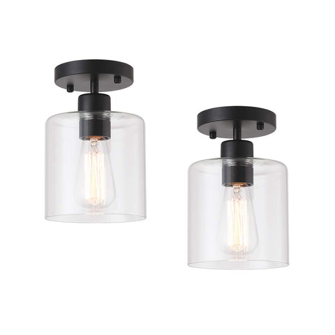KLSS 2-pack semi-flush mount with a clear glass shade for modern hallways