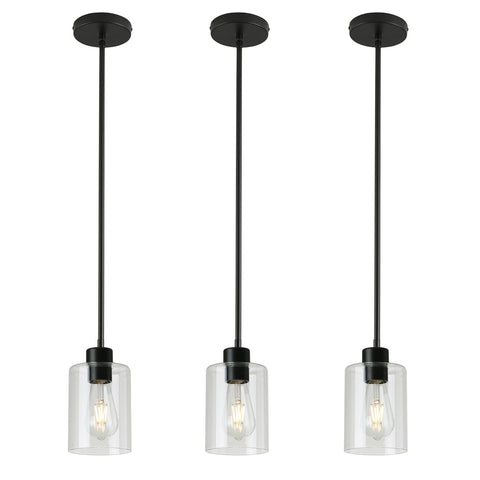 KLSS black pendant lights with 12-inch 3-stem downrods for versatile kitchen islands