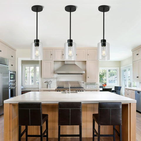 KLSS black pendant lights with 4-inch stems for customizable ceiling heights