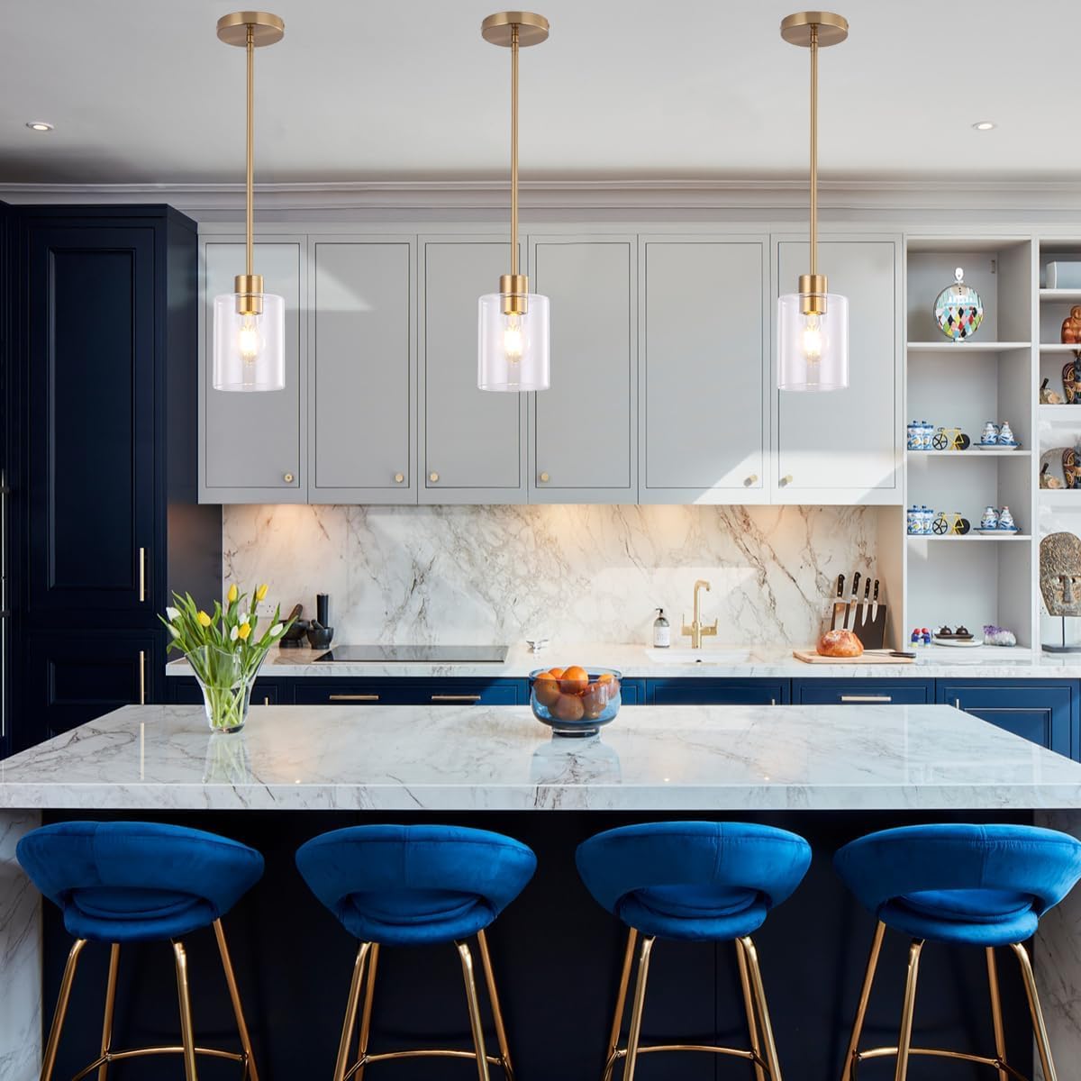 KLSS brass pendant light 4in stem assembly for compact spaces