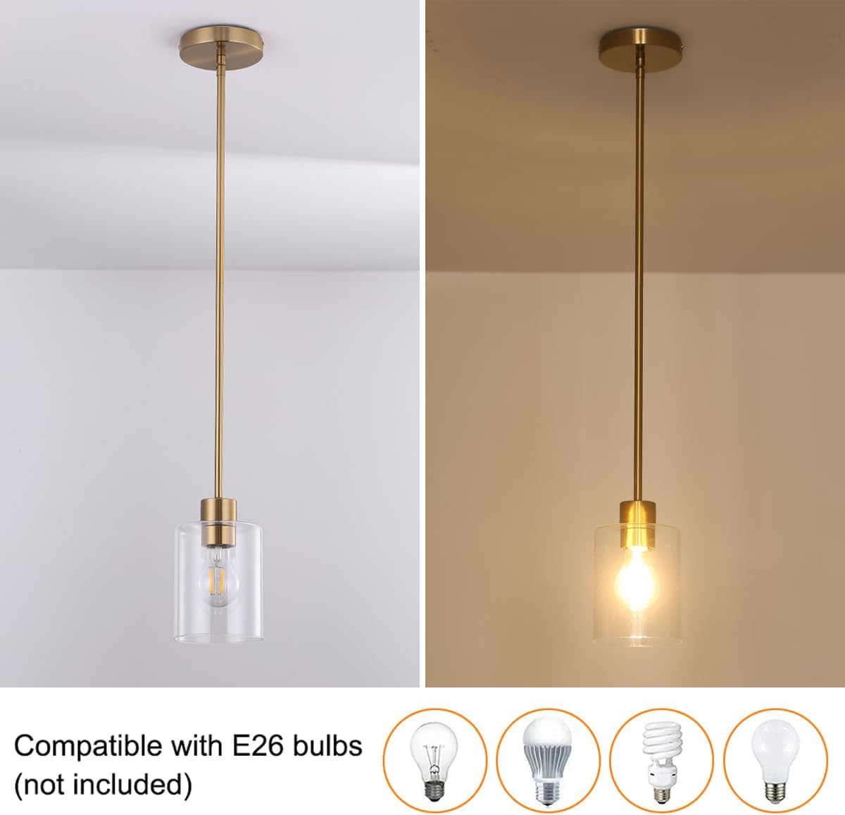 KLSS brass pendant light with brass canopy for sleek ceiling integration