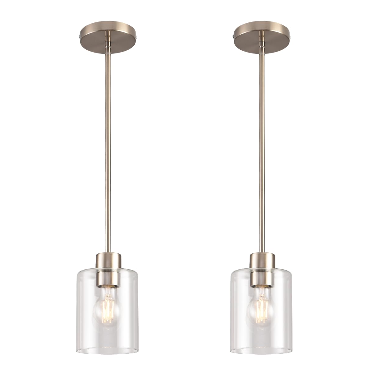 KLSS Brushed Nickel pendant light assembly with sturdy stem rods for flexible installation