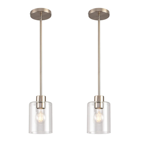 KLSS Brushed Nickel pendant light assembly with sturdy stem rods for flexible installation