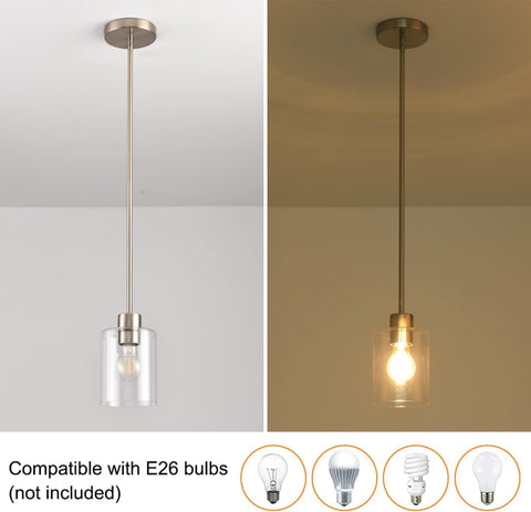 KLSS glass shade of pendant light with clear finish and easy maintenance