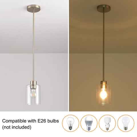 KLSS Brushed Nickel pendant light gloves included to keep glass pristine