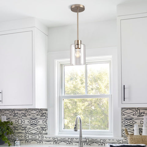 KLSS Brushed Nickel pendant light metal body highlights durable construction