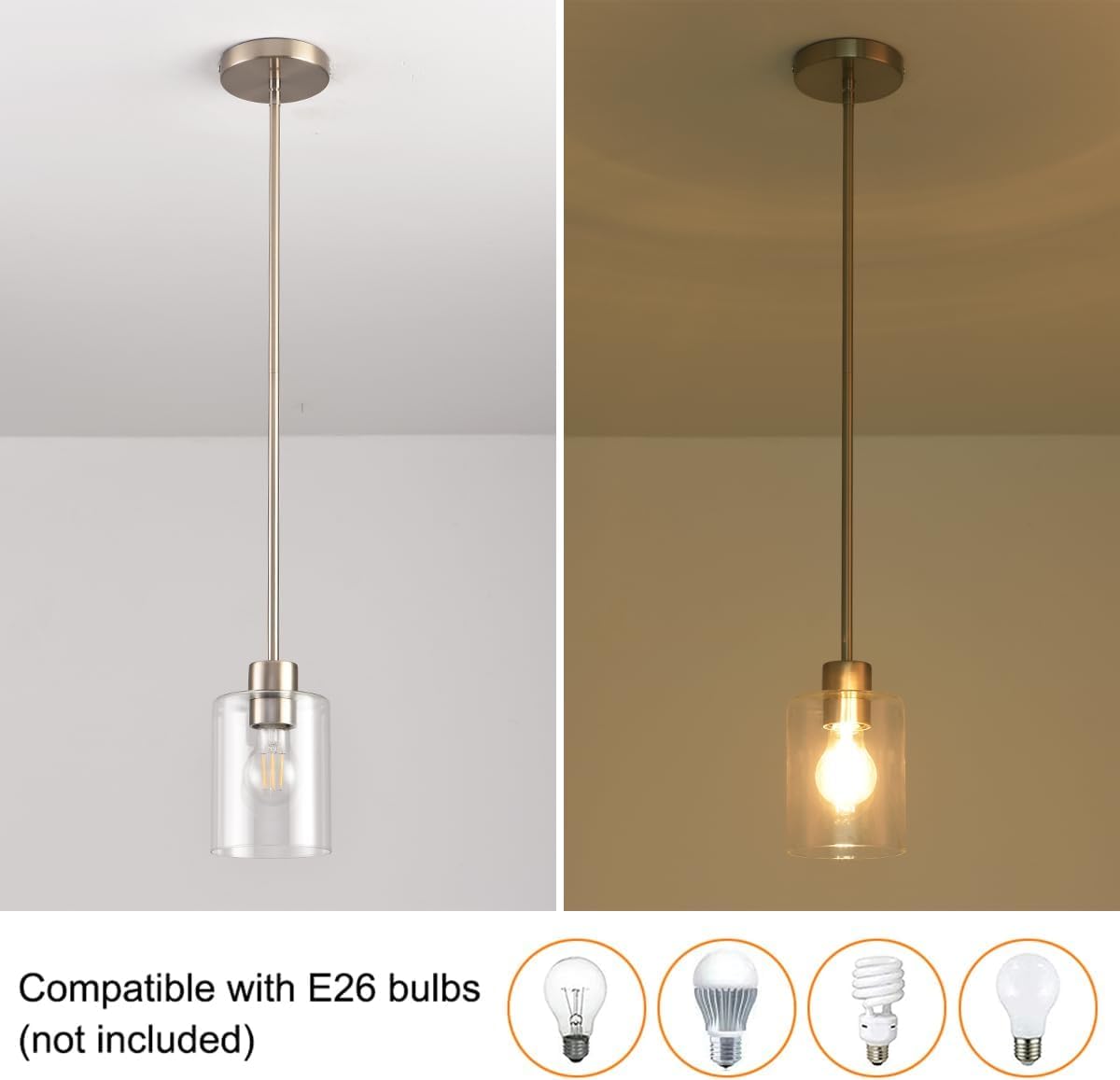 KLSS Brushed nickel pendant enhances modern kitchen ambiance
