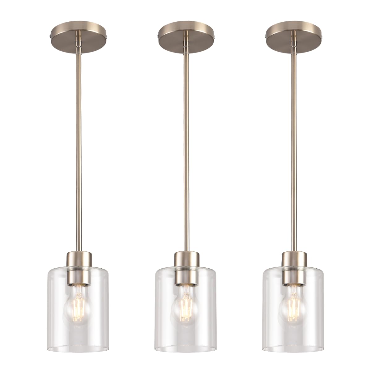 KLSS brushed nickel pendant light rods for flexible height on vaulted ceilings