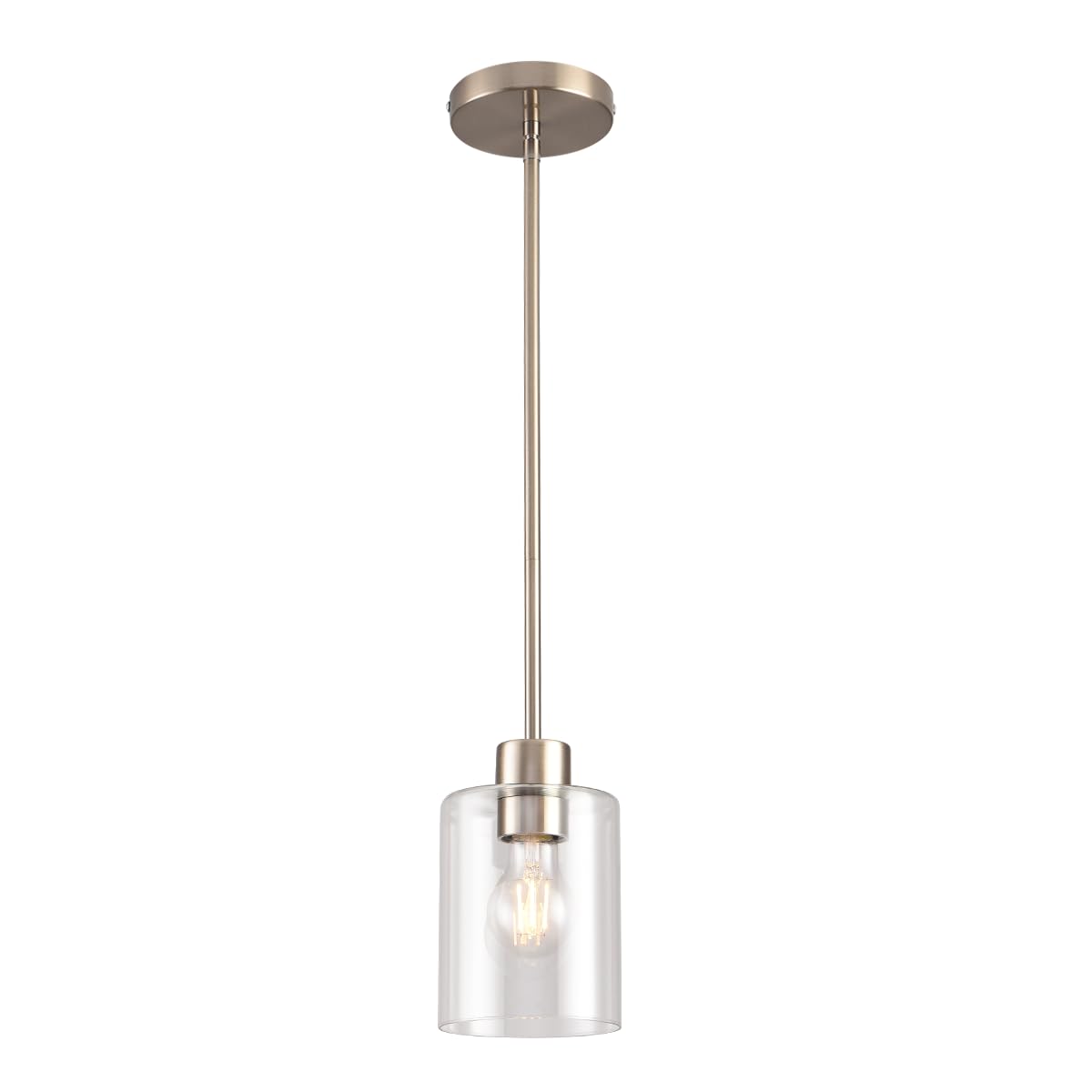 KLSS Brushed Nickel pendant light shade close-up for a sleek kitchen look