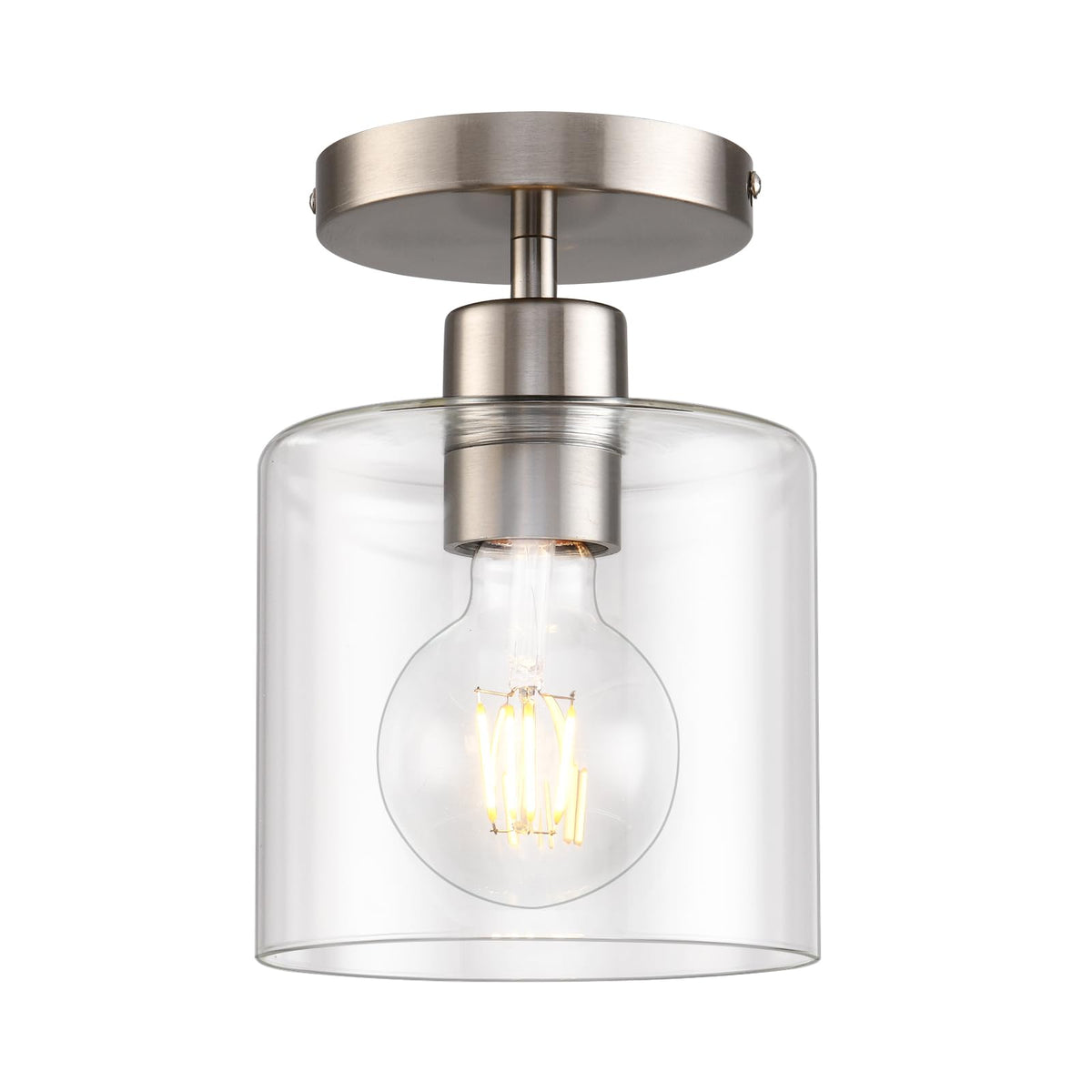 KLSS brushed nickel semi flush mount base for modern hallway lighting.