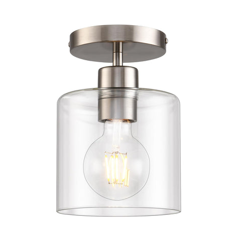 KLSS brushed nickel semi flush mount base for modern hallway lighting.