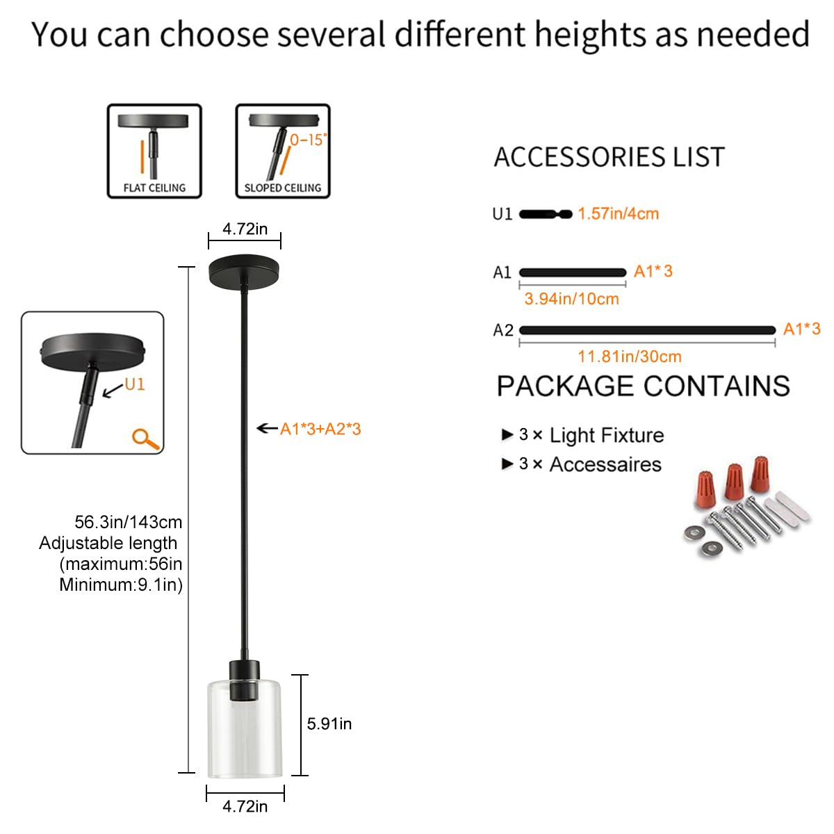 KLSS clear glass shade with 5-inch diameter for bold focal lighting