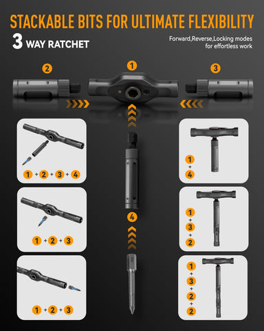 KLUCZ 58-tooth ratchet with 6.2° swing reduces wrist movement during use.