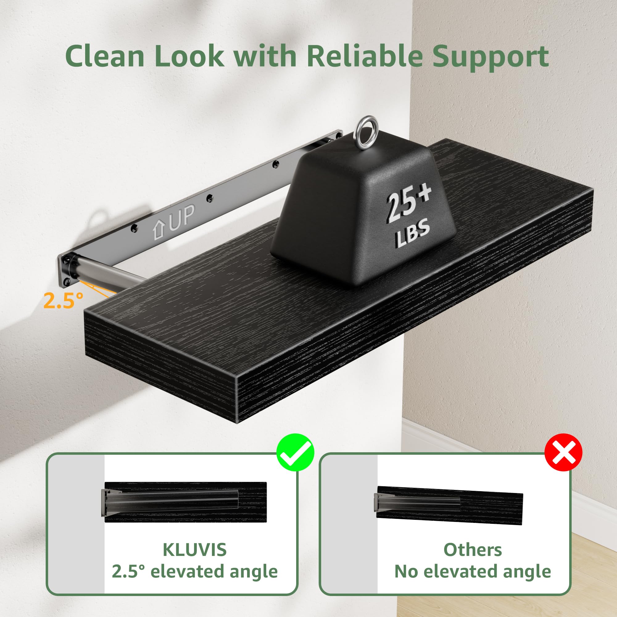 KLUVIS six-point-seven-inch depth shelf fits compact spaces and boosts storage.