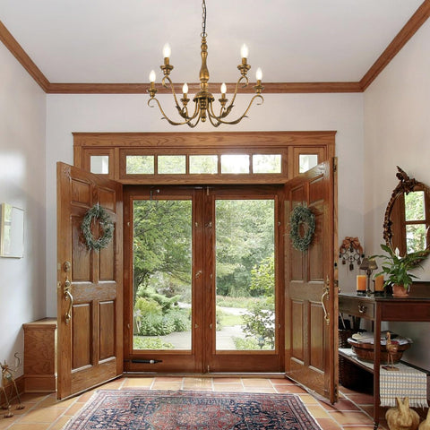 KMaiPem dimmable rustic chandelier enables mood-setting soft illumination.