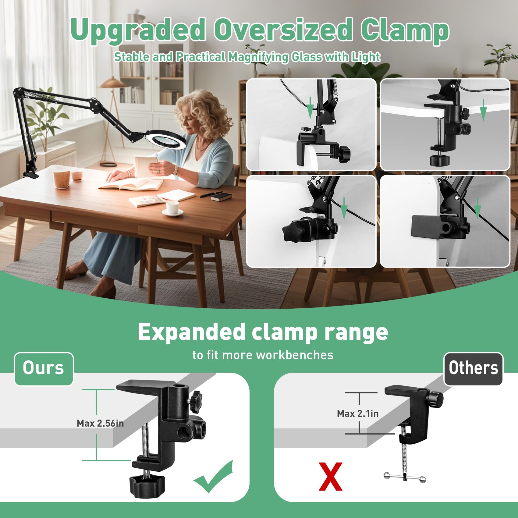 KMDES aluminum 4-way clamp provides sturdy attachment and protection.