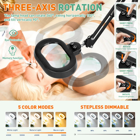 KMDES dimmable color temperature 3000–6500K for accurate shading