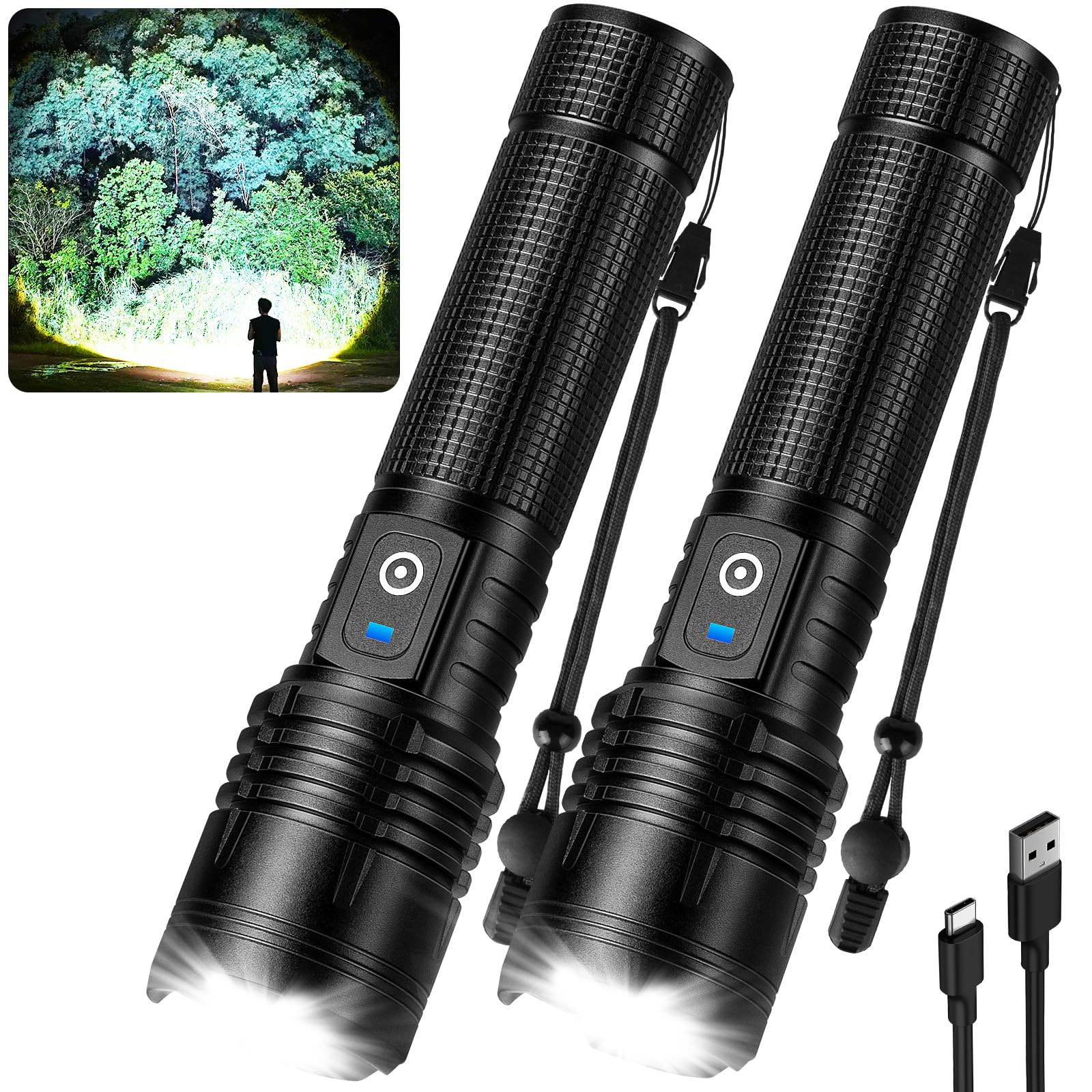 Kmivo flashlight with a 99,000-lumen beam for outdoor visibility