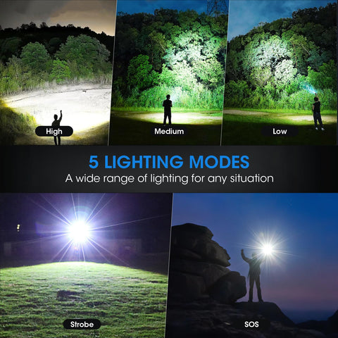 Kmivo flashlight with IPX7 waterproof seal withstands rain and snow.