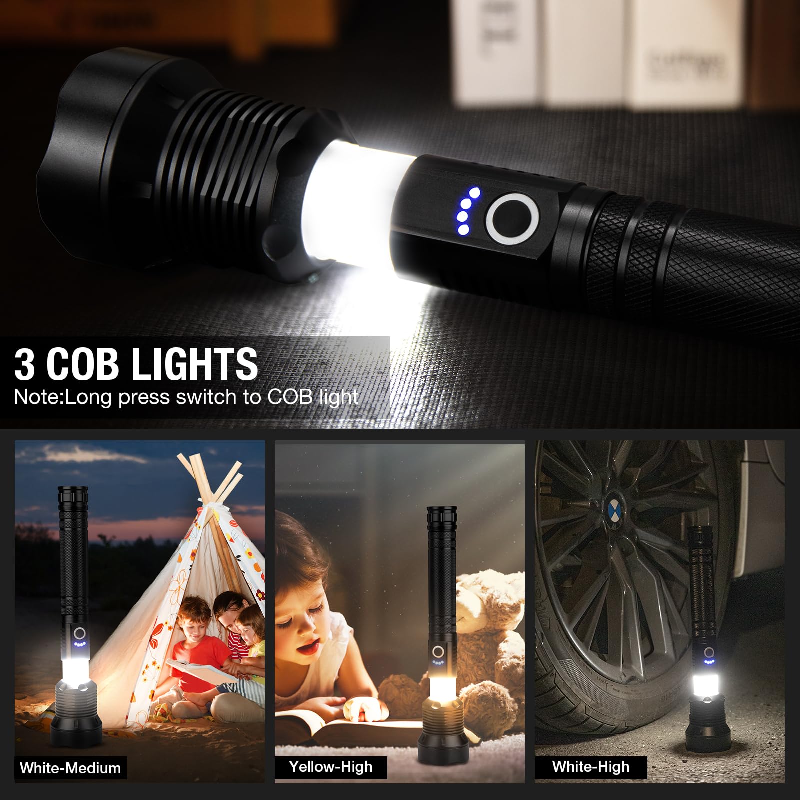 Kmivo flashlight IPX7 waterproof and durable for rough conditions