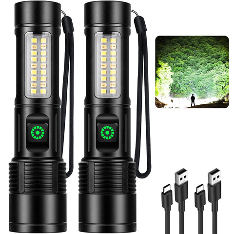 Kmivo rechargeable flashlight front view highlighting compact handheld design for convenient use.
