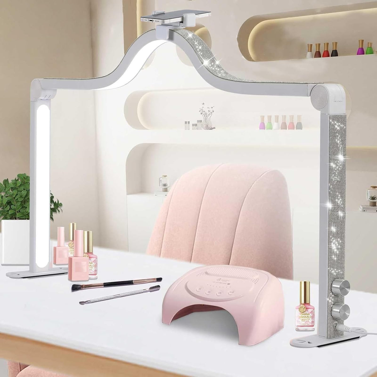 KMLSHLL Half Moon Light Nail Desk provides precise, shadow-free illumination for detailed nails.