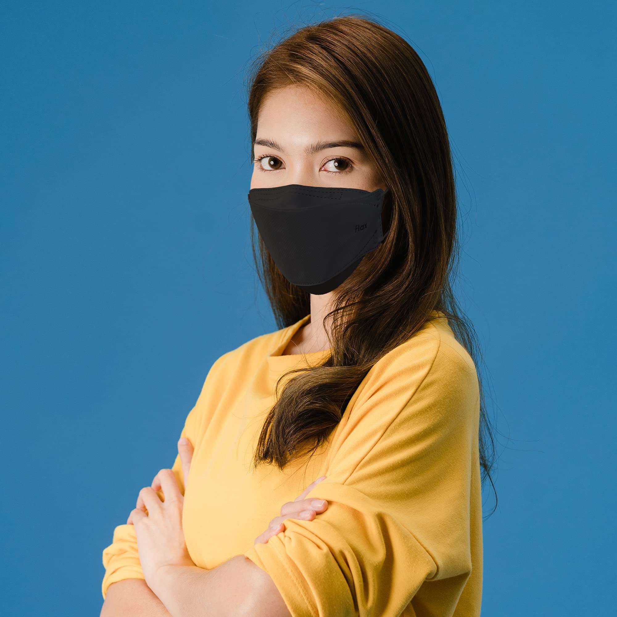 KN FLAX KF94 mask four-layer filter close-up emphasizes high-efficiency filtration.
