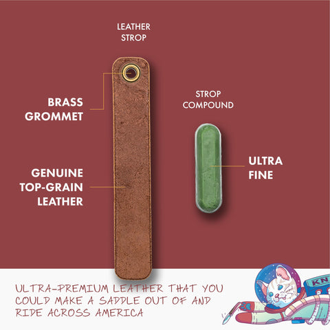 Knafs green ultra fine honing compound enhances edge refinement without wax.
