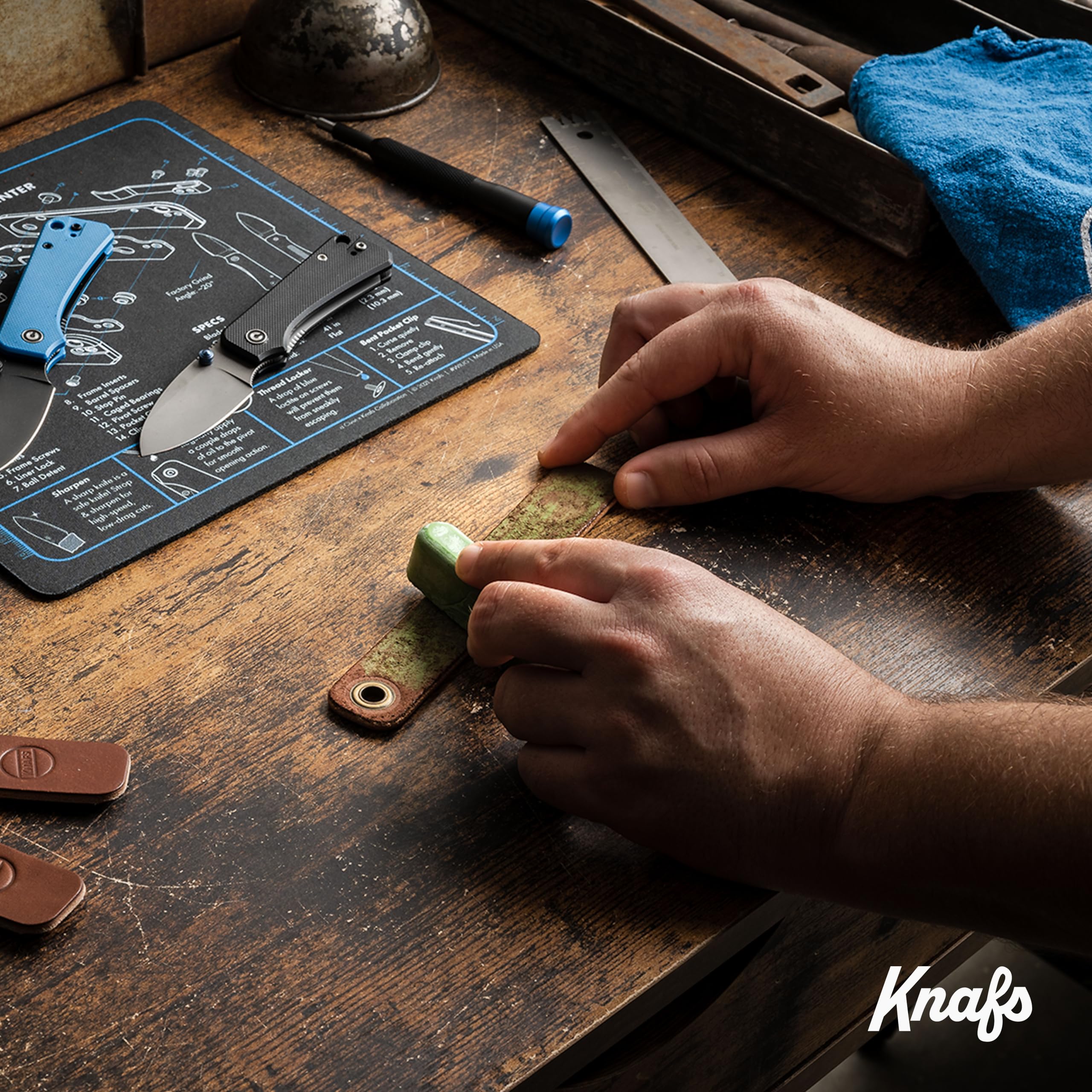 Knafs strop on camping hike ready edge maintenance anywhere.