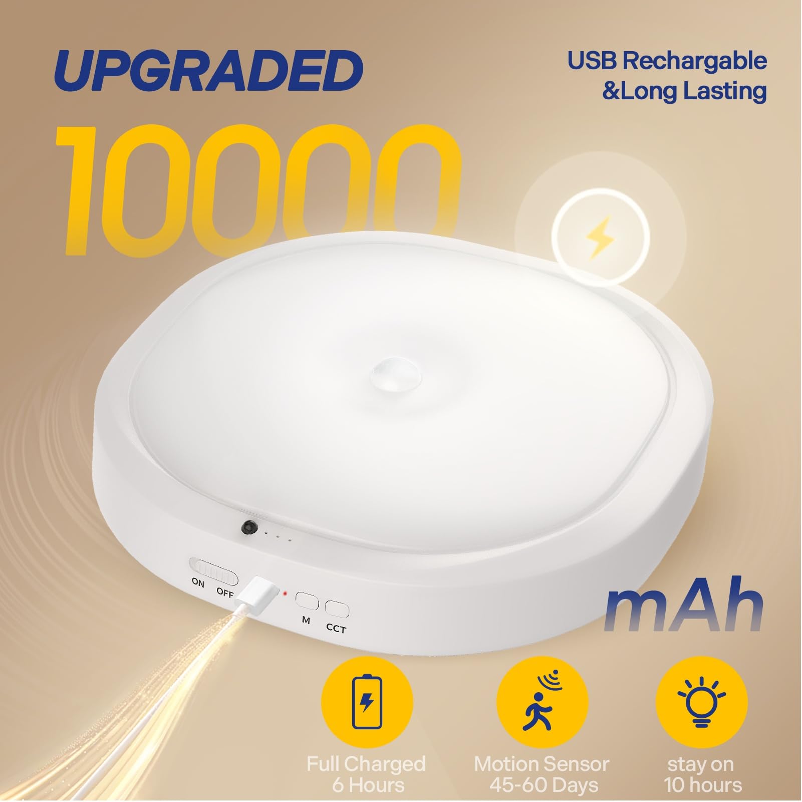 KNHUOS battery-operated bathroom ceiling light ready for quick installation