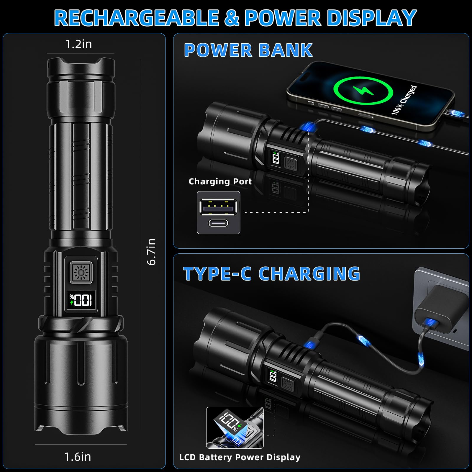 KNIBO flashlight IPX7 waterproof aluminum body for rugged weather