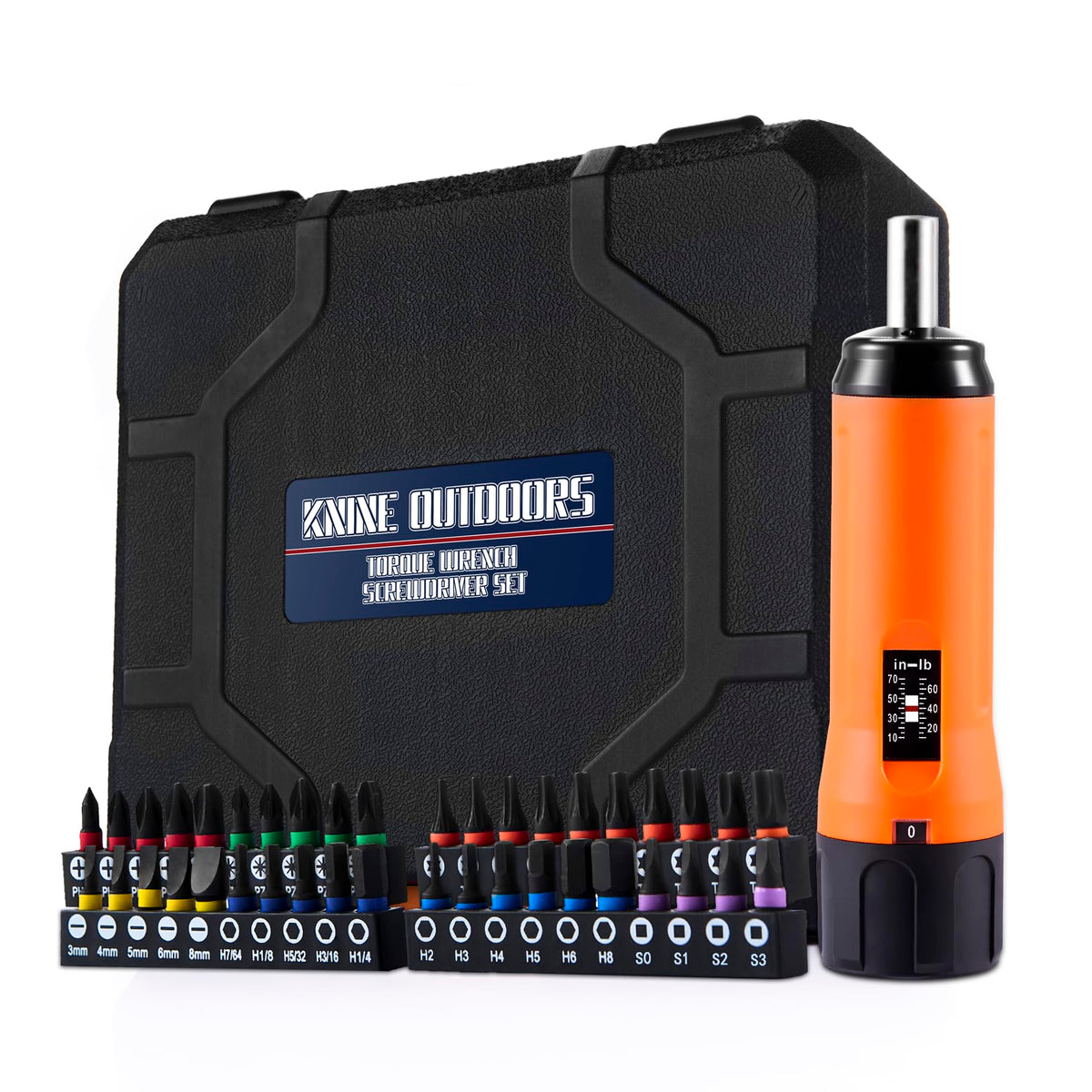KNINE OUTDOORS torque screwdriver set orange close-up showing precision control