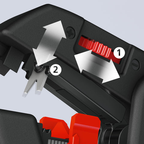 KNIPEX 12 62 180 insulation strippers auto adapt to cross-sections, reducing conductor damage.