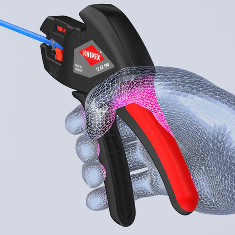 KNIPEX 12 62 180 insulation strippers suitable for standard insulation types in common cabling projects.