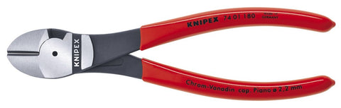 KNIPEX 74 01 180 high leverage diagonal cutters, side view, enabling reduced effort on everyday wires.