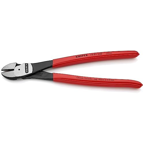 KNIPEX 74 01 250 SBA cutting edge close-up showing induction-hardened steel.