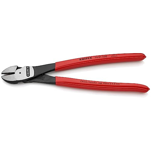 KNIPEX 74 01 250 SBA cutting edge close-up showing induction-hardened steel.