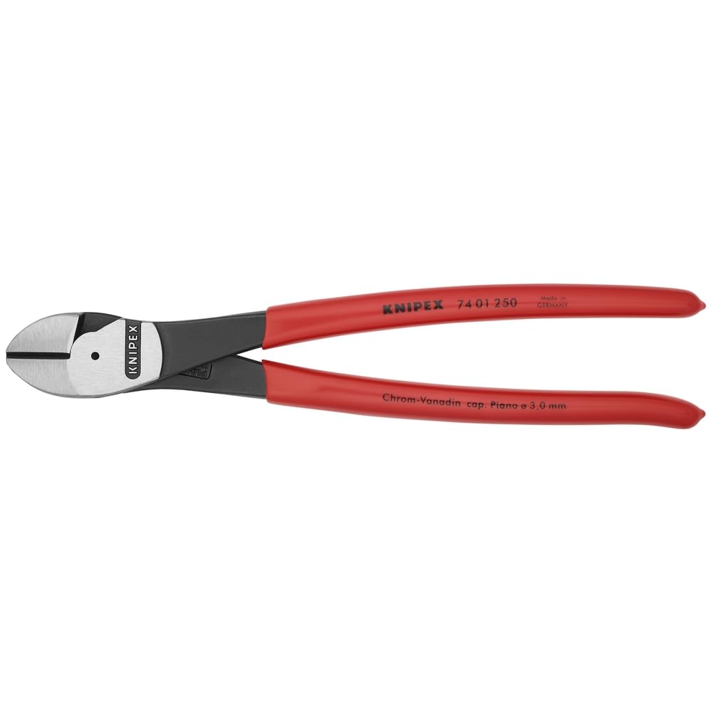 KNIPEX 74 01 250 SBA diagonal cutters close-up of handle grip for comfort and leverage.