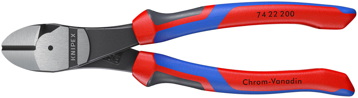 KNIPEX 74 22 200 angled diagonal cutter with comfort grip for precise, low-effort cuts.