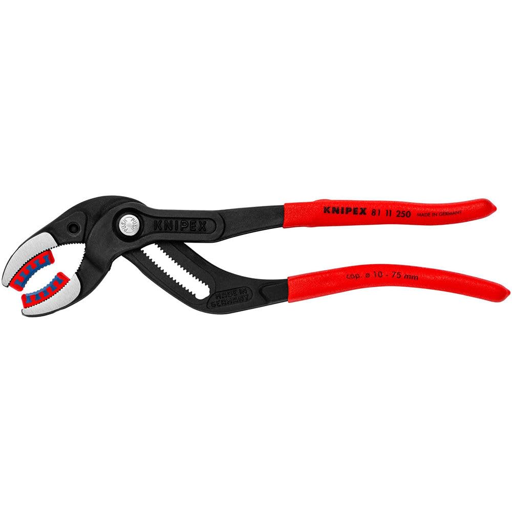 Knipex 81 11 250 SBA soft jaws close-up showing protective plastic grips