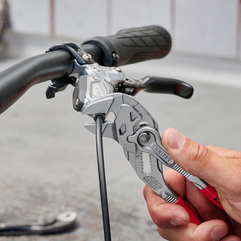 KNIPEX 86 03 180 plier wrench chrome adjustment button enables quick on-piece setup